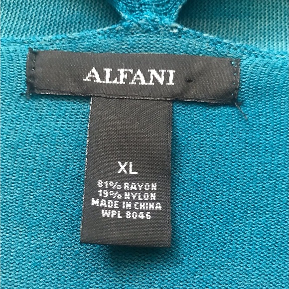 ALFANI Teal Blue Green Long Sweater with Metal Sequins Design - Picture 4 of 4